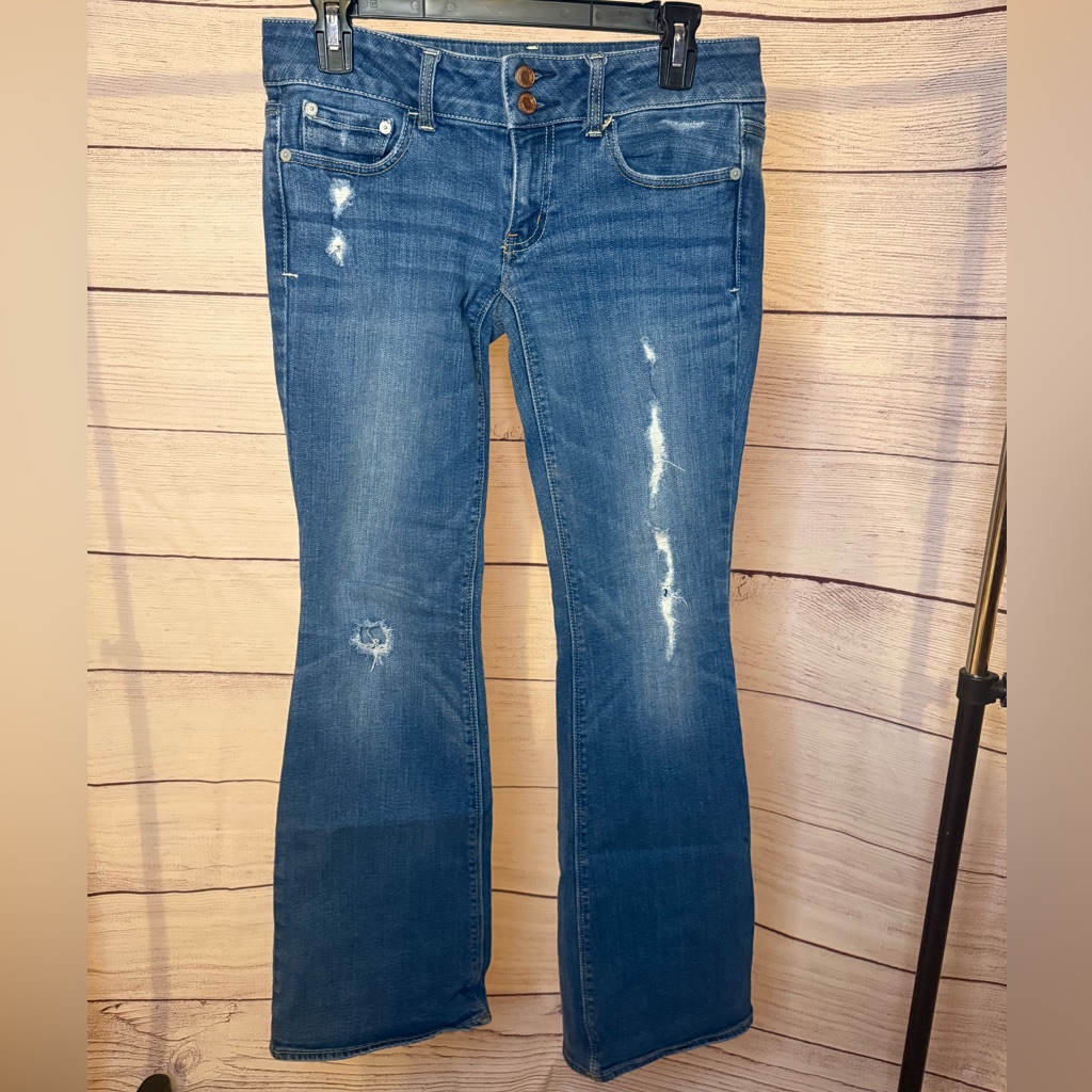 Lightly Worn American Eagle Artist Ripped Stretch Bootcut Lowrise Jean Lightly Worn American Eagle Artist Ripped Stretch Bootcut Lowrise Jean